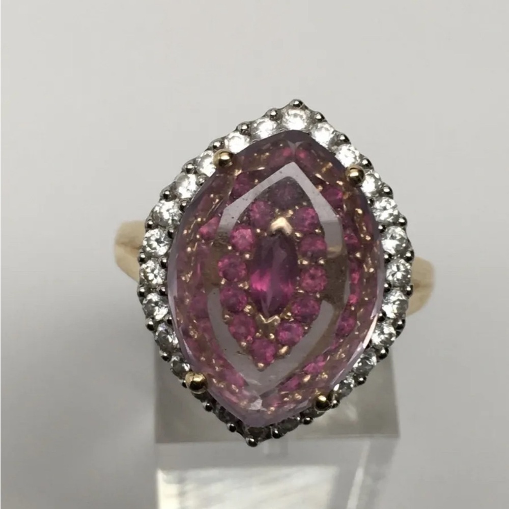 Richard Palermo 14K Yellow Gold Pink Amethyst and Hidden Gem Ring Size 9